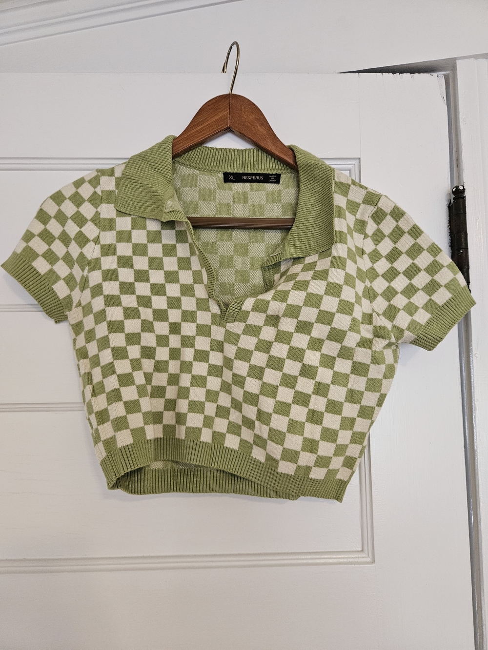 Hesperus Green Checkered Polo Crop Top